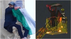 Κατέβηκε από το Big Ben μετά από 16 ώρες ο άνδρας με την σημαία της Παλαιστίνης - Δείτε βίντεο