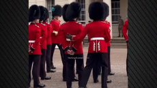 Η στιγμή που μέλος της βρετανικής βασιλικής φρουράς ζαλίζεται, χάνει την ισορροπία του και απομακρύνεται άρον άρον 