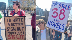 Διαδήλωση συγγραφέων στα γραφεία της Meta στο Λονδίνο με σύνθημα «κλέφτες βιβλίων» - Δείτε φωτογραφίες