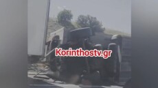 Τροχαίο στην Αθηνών - Κορίνθου: Δίπλωσε νταλίκα, δείτε βίντεο