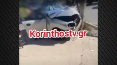 Τροχαίο στο Βραχάτι: ΙΧ «καρφώθηκε» σε κολόνα