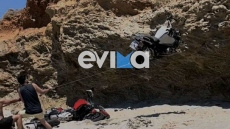 Οδηγός έριξε τρεις μοτοσικλέτες σε γκρεμό στην Κάρυστο - Δείτε βίντεο 