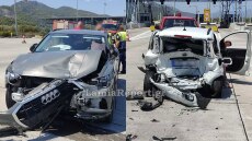ΙΧ «καρφώθηκε» σε σταματημένο αυτοκίνητο όχημα στα διόδια της Τραγάνας - Δείτε φωτογραφίες