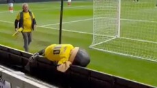 Μασκότ ποδοσφαιρικής ομάδας στην Αγγλία παραπατούσε σαν μεθυσμένη και οδηγήθηκε εκτός γηπέδου - Βίντεο 