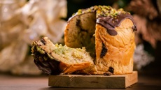 Πανετόνε με σοκολάτα και κρέμα φιστικιού