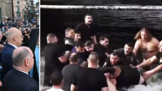 Δείτε βίντεο: Μπροστά στον Δένδια πιστοί πιάστηκαν στα χέρια στη Φλώρινα για τον Τίμιο Σταυρό