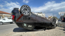 Στο νοσοκομείο Πύργου οδηγός που το όχημα του τούμπαρε μετά από τροχαίο, δείτε βίντεο