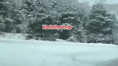 Χιόνια και στην Ορεινή Κορινθία από χθες, δείτε βίντεο