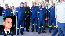 Θρήνος στην κηδεία του 27χρονου Ανθυποπυραγού Κωνσταντίνου Λαιμοδέτη που έχασε τη ζωή του στο Γύθειο, με τιμές ήρωα το τελευταίο αντίο