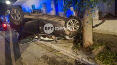 Τροχαίο με ανατροπή αυτοκινήτου στα Χανιά: Δύο από τους επιβάτες εγκατέλειψαν το σημείο
