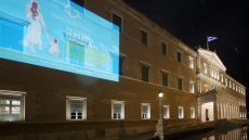 Φωτογραφίες: Φωταγώγηση της Βουλής για την Παγκόσμια Ημέρα Εγκεφαλικής Παράλυσης