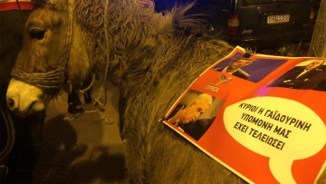 Οι ένστολοι προσπάθησαν να βάλουν έναν γάιδαρο στη Βουλή!