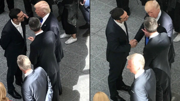 Φωτογραφίες: Η πρώτη συνάντηση του Αλέξη Τσίπρα με τον Ντόναλντ Τραμπ διά χειρός Πάνου Καμμένου