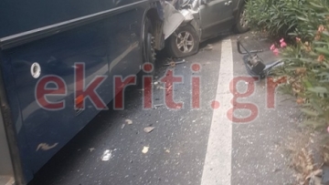 Νέο τροχαίο στην Κρήτη: Ι.Χ. συγκρούστηκε με στρατιωτικό λεωφορείο