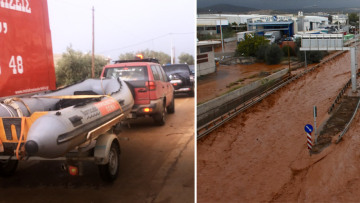 Βρέχει ξανά καταρρακτωδώς στη Μάνδρα - Με βάρκες βοηθούν τους εγκλωβισμένους