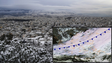 Καιρός: Στα... δύο η Ελλάδα- Χιόνια και βροχές στα βόρεια, 20 βαθμοί διαφορά με τα νότια 
