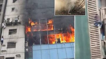  Βίντεο - σοκ από Μπαγκλαντές: Άνθρωποι πέφτουν στο κενό για να σωθούν από τις φλόγες