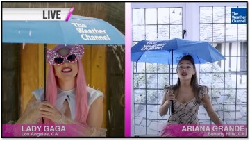 Lady Gaga - Ariana Grande: Βρέχει καταρρακτωδώς στο δελτίο καιρού που παρουσιάζουν - Δείτε το απίθανο φινάλε