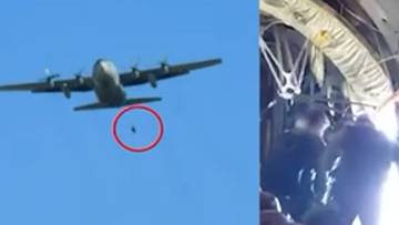 Παρ'ολίγον τραγωδία σε άσκηση με C-130 - Αλεξιπτωτιστής έμεινε κρεμασμένος στον αέρα έξω από το αεροσκάφος