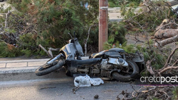 Απίστευτη τραγωδία στο Ηράκλειο Κρήτης – Νεκρός 50χρονος μοτοσικλετιστής που καταπλακώθηκε από δέντρο