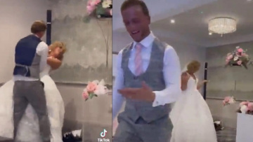 Γαμπρός αντί να ταΐσει τη νύφη τούρτα, της την πέταξε στο πρόσωπο και μετά έφυγε... κύριος (vid)