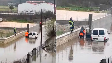 Καιρός - Κακοκαιρία στην Ηγουμενίτσα: Πυροσβέστης απεγκλωβίζει οδηγό κουβαλώντας τον στην πλάτη