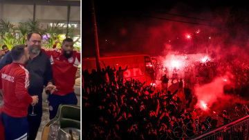 Ολυμπιακός: 3.000 οπαδοί στου Ρέντη και δείπνο Μαρινάκη στους παίχτες μετά το 3-1 επί της ΑΕΚ στη Ν. Φιλαδέλφεια