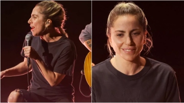 Lady Gaga: Άβαφη και με ένα μαύρο μπλουζάκι τραγούδησε στα Όσκαρ