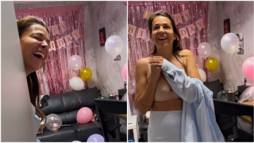 Ελένη Χατζίδου: Μπήκαν στο καμαρίνι για να της κάνουν έκπληξη και ήταν με το σουτιέν - Βίντεο