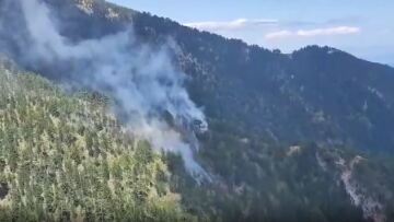 Φωτιά: Σε δύσβατη περιοχή στον Όλυμπο - «Σηκώθηκαν» εναέρια μέσα (βίντεο και φωτογραφίες)