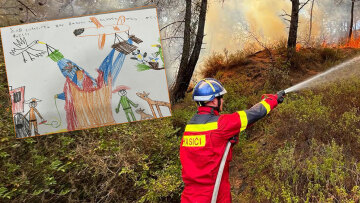 Φωτιά στη Ρόδο -  Συγκινεί η ζωγραφιά κοριτσιού για τους Σλοβάκους πυροσβέστες: «Σας ευχαριστώ που βάλατε τα δυνατά σας» 