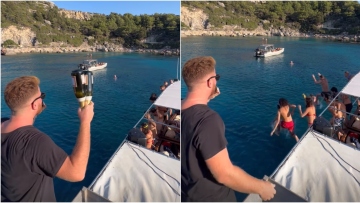 Τζέιμς Καφετζής: Πετά μπουκάλια με αλκοόλ στη θάλασσα για να τα πιάσουν οι τουρίστες - Δείτε το βίντεο