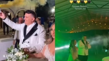 Ο Γιάννης Καψάλης πήγε στη δεξίωση του γάμου του με κίτρινο καπνογόνο και υπό τους ήχους του «Forza ΑΕΚαρα» (vid)