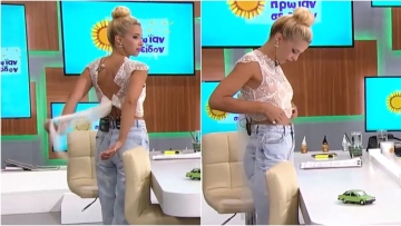 Τζένη Μελιτά: Με λευκό τούλι εμφανίστηκε στο πλατό μετά τον γάμο της -  Δείτε το βίντεο