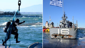 Φωτογραφίες: Τιτάνιες προσπάθειες να μη βυθιστεί το αντιτορπιλικό «Βέλος» - Δύτες καταγράφουν τις ζημίες