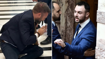 Καρέ καρέ το επεισόδιο στη Βουλή - Στην Ευελπίδων οδηγήθηκε ο Φλώρος, με κάταγμα στη μύτη ο Γραμμένος