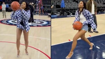 NBA: Αμερικανίδα τραγουδίστρια έπαιξε μπάσκετ με τακούνια, δείτε βίντεο 