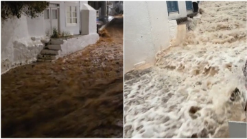 Κακοκαιρία: Γέμισαν νερό οι δρόμοι στην Ύδρα από τη νεροποντή στο νησί, δείτε βίντεο