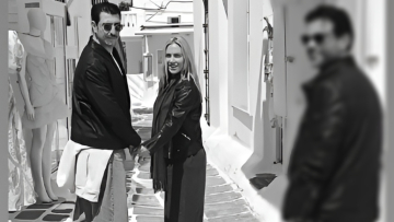 Ντορέττα Παπαδημητρίου και Γιώργος Γεροντιδάκης πιασμένοι χέρι χέρι στη Μύκονο