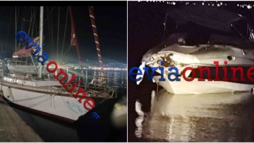 Δύο τραυματίες από σύγκρουση ταχύπλοου με ιστιοφόρο έξω από το λιμάνι της Ερέτριας, δείτε βίντεο
