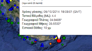Σεισμός 4,4 Ρίχτερ στην Κρήτη