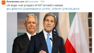 To retweet απο το themanews.com ,του Αμερικανού πρέσβη για την «αποφυλάκιση» Ξηρού