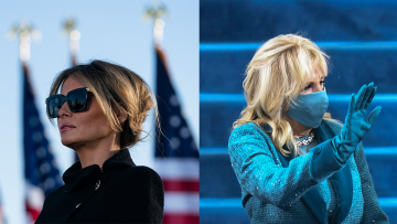 Αλλαγή σκυτάλης για τις Πρώτες Κυρίες: Στα μαύρα η Μελάνια - Με φωτεινό γαλάζιο σύνολο η Τζιλ Μπάιντεν
