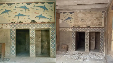 Η τοιχογραφία με τα δελφίνια στο ανάκτορο της Κνωσού κατέρρευσε από τους ισχυρούς ανέμους, απαντά το υπουργείο Πολιτισμού 