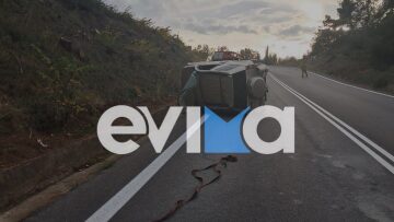 Αυτοκίνητο ντελαπάρισε σε κεντρικό δρόμο της Εύβοιας, στο νοσοκομείο ένας τραυματίας