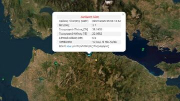 Σεισμός τώρα 3,7 Ρίχτερ στο Αίγιο - Προηγήθηκε δόνηση 3,2R