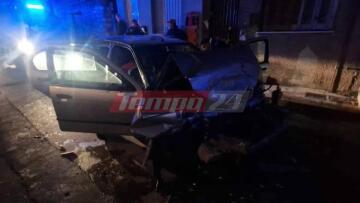 Αυτοκίνητο εκτός ελέγχου παρέσυρε μηχανάκι και καρφώθηκε σε λεωφορείο στην Πάτρα