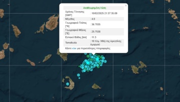 Σεισμική δόνηση 4,0 Ρίχτερ στην Αρκεσίνη Αμοργού 