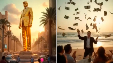 Το ΑΙ βίντεο του Τραμπ με το όραμά του για τη Γάζα: Το χρυσό άγαλμα, ο Μασκ μέσα στα δολάρια και το μπάνιο με τον Νετανιάχου