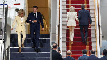 Αγκαζέ κατέβηκαν στην Ινδονησία ο Εμανουέλ και η Μπριζίτ Μακρόν - Είχαν φύγει χέρι-χέρι από Βιετνάμ μετά το χαστούκι